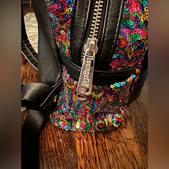 DISNEY Parks Loungefly Sequin Mickey Mouse Ears Rainbow Mini Backpack pre loved - Picture 4 of 7